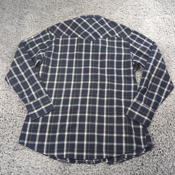 Vintage Wrangler Shirt Men Large Blue Pearl Snap Cowboy Western Rodeo Casual - Picture 4 of 5